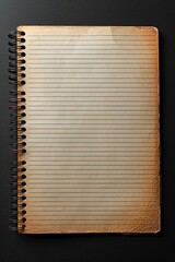 Blank vintage notebook with lined paper.