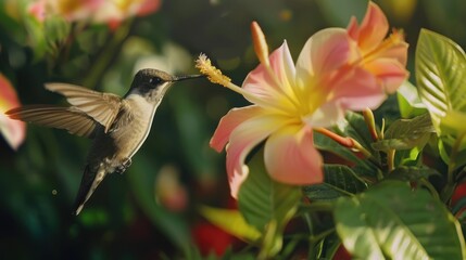 Hummingbird Feeding on a Flower