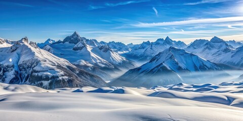 Obraz premium Snow-covered Swiss mountains in the winter , Alps, Switzerland, snow, cold, frost, icy, landscape, peaks