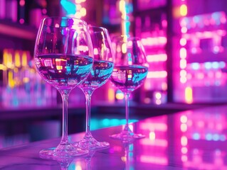 Moody Bar Scene with Wine Glasses