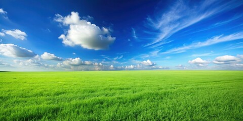Obraz premium A vast green field of lush grass under a clear blue sky, nature, outdoor, landscape, meadow, fresh, summer