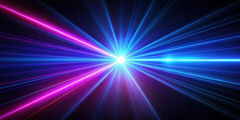 Blue and violet beams of bright laser light shining on black background, laser, light, blue, violet, bright, beams