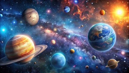 A stunning image of a universe full of stars and planets, cosmos, space, galaxies, celestial, astronomy, milky way