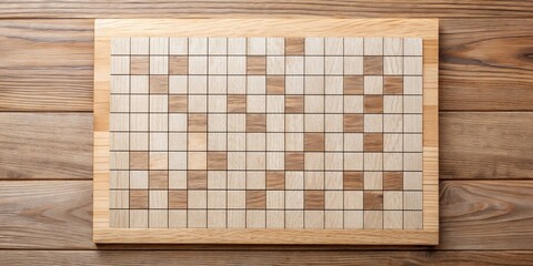Wooden board with a crossword puzzle printed on it, game, puzzle, challenge, leisure, hobby, entertainment, crossword, words