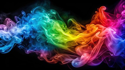 Vibrant abstract colorful smoke swirls on dark background, vibrant, abstract, colorful, smoke, swirls, illuminated
