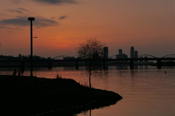 Sunset at Banpo Han River Park, korea
