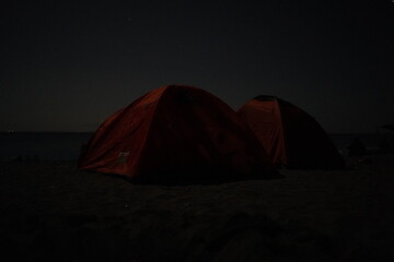 tent at night