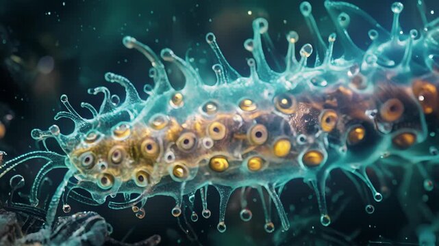 Microscopic image of a ciliated protozoan with cytoplasmic streaming propelling the cilia for locomotion.
