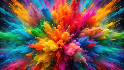Multicolored explosion of rainbow paint holi decoration, abstract color background, explosion, rainbow, paint, holi