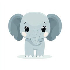 Fototapeta premium Cute cartoon elephant with big eyes and a friendly smile, perfect for children's illustrations and nursery decor.