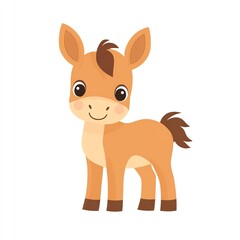 A cute cartoon horse with a cheerful expression and playful appearance, perfect for children's designs and illustrations.