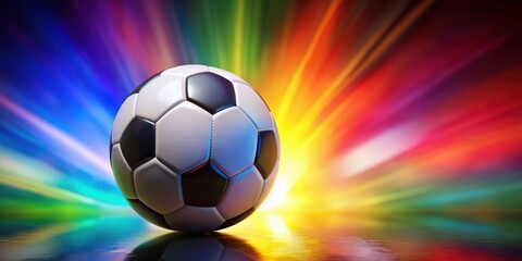 Obraz premium Classic soccer ball rendered in against a colorful background, sports, soccer, ball, classic,render, realistic