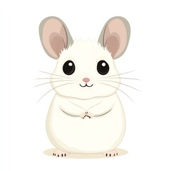 Cute cartoon white mouse with big eyes and adorable features, perfect for children's illustrations and playful designs.