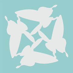 a ceramic design with a butterfly motif that is rotated to become an abstract motif