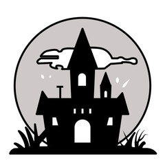 Happy Hallowen icon vector. silhouette house and moon
