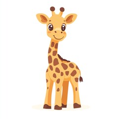 A cheerful cartoon giraffe with big eyes and a playful expression, perfect for children's themes and animal illustrations.