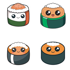 A kawaii sushi roll with a cute face, 
