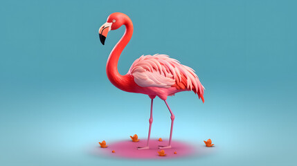 Fototapeta premium Flamingo 3d cartoon style