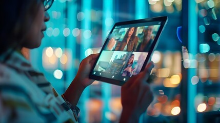 Business people on video conference through digital technology