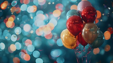 Colorful balloons with bokeh background - a festive celebration