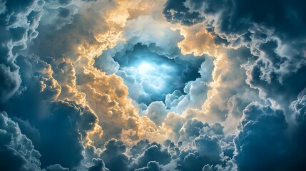 Dramatic clouds with a hole opening