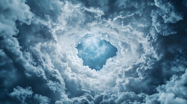 Dramatic clouds with a hole opening