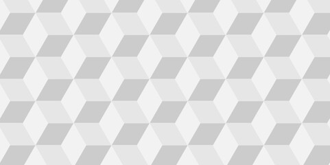 Obraz premium Minimal vector cubes geometric tile and mosaic wall grid retro digital hexagon technology wallpaper background. white and gray block cube structure backdrop square triangle texture vintage design.