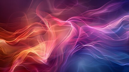 Fototapeta premium Abstract background with flowing, colorful, luminous lines in red, pink, orange, yellow, and blue colors.