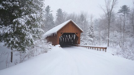 Covered Bridge in a Winter Wonderland
