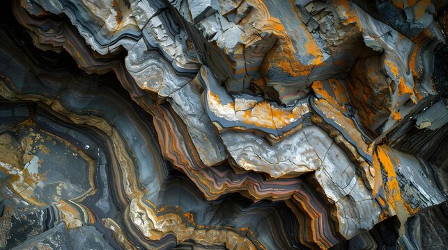 Natural abstract of chevron folding in metamorphic rock
