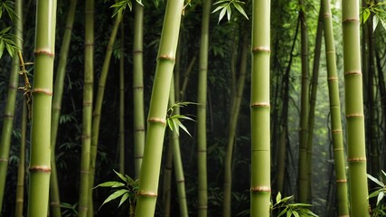 Close-up Bamboo Branch in Japanese Bamboo Forest