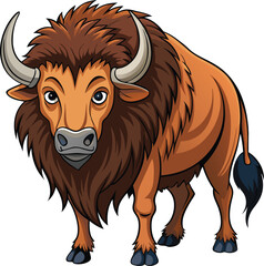Cute bison vector cartoon illustration