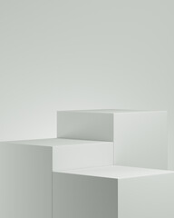3D podium white background, 3D geometric box for cosmetic and product presentation, 3D rendering, illustration