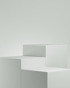 3D podium white background, 3D geometric box for cosmetic and product presentation, 3D rendering, illustration