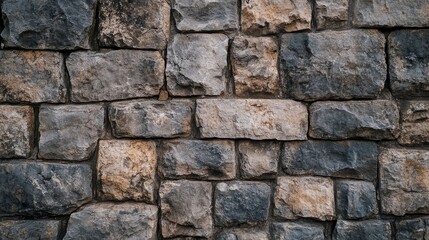 Fototapeta premium Texture of a stone wall. Old castle stone wall texture background. Stone wall as a background or texture. Part of a stone wall, for background or texture , ai