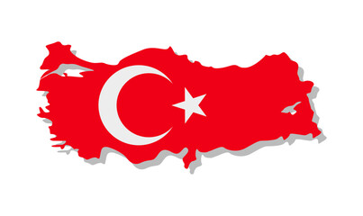 Turkey - Flag inscribed in the contour of the country. Vector illustration.