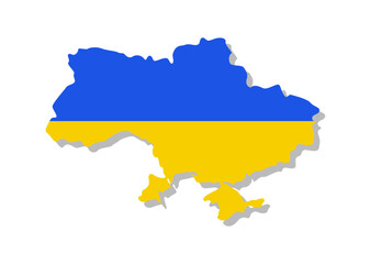 Ukraine - Flag inscribed in the contour of the country. Vector illustration.