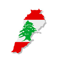 Lebanon - Flag inscribed in the contour of the country. Vector illustration.