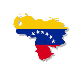 Venezuela - Flag inscribed in the contour of the country. Vector illustration.
