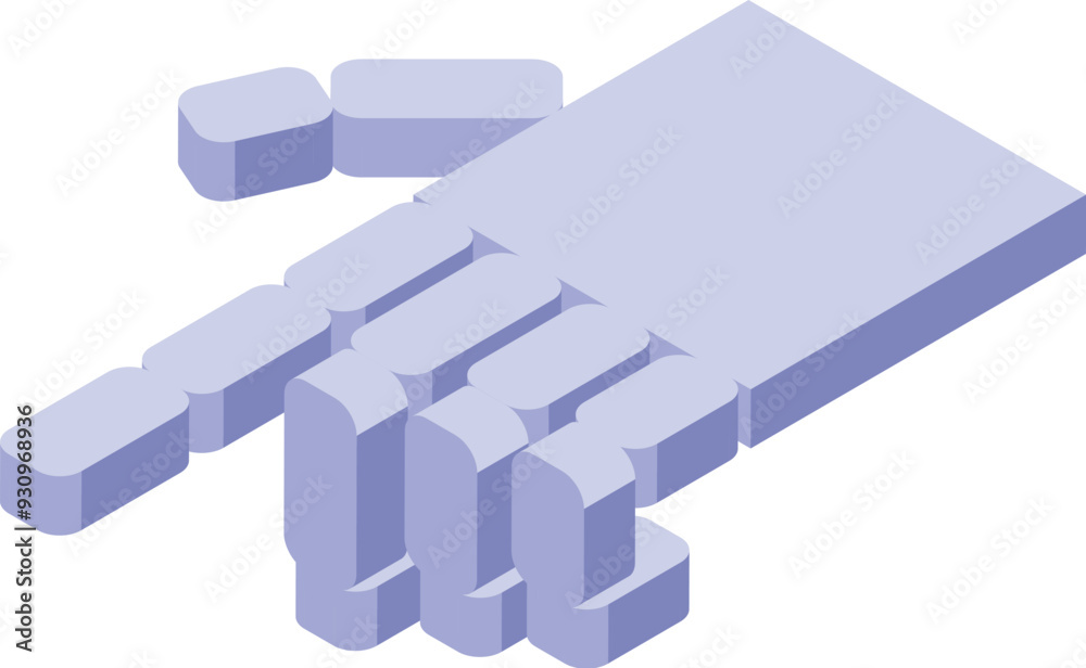 Poster robot hand pointing finger showing direction in isometric view
