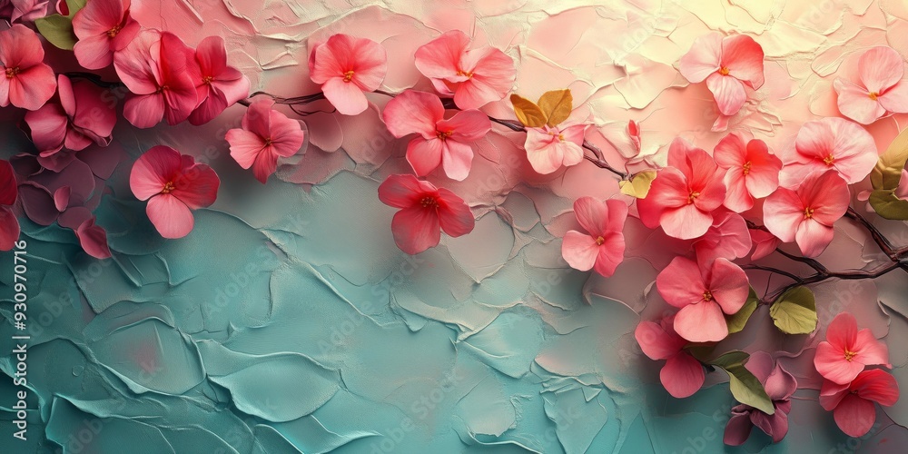 Wall mural Torn Paper Floral Pattern with Soft Ambient Light, generative ai