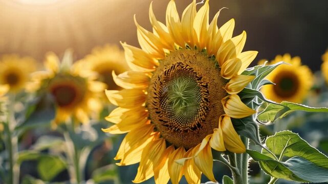 A cheerful sunflower with vibrant yellow petals and pastel undertones, 'laughing' under bright pastel sunlight, set against a light gradient background for a happy, uplifting scene.
