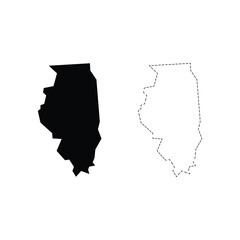 Illinois silhouettes maps vector transparent background 