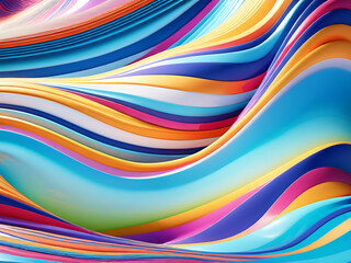 3D Holographic Color Wave Undulating Wave with Holographic Color Shifts and Glossy Reflective Texture in a Minimalist Space