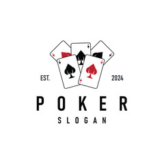 Poker Card Logo Classic Vector Gambling Game Design Simple Symbol Template