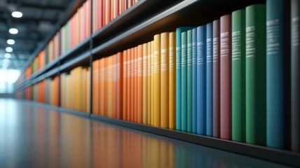 Colorful library bookshelf with diverse books