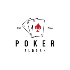 Poker Card Logo Classic Vector Gambling Game Design Simple Symbol Template