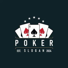 Poker Card Logo Classic Vector Gambling Game Design Simple Symbol Template