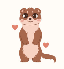 Cartoon character otter. Flat vector illustration.
