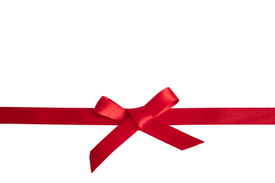 Simple bow and ribbon, for gift. Transparent background, PNG format